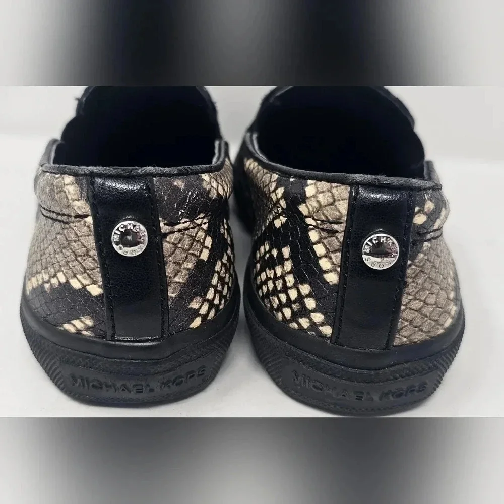 Michael Kors Women's Black Snake Python Keyton Loafer Slide On Size 6.5